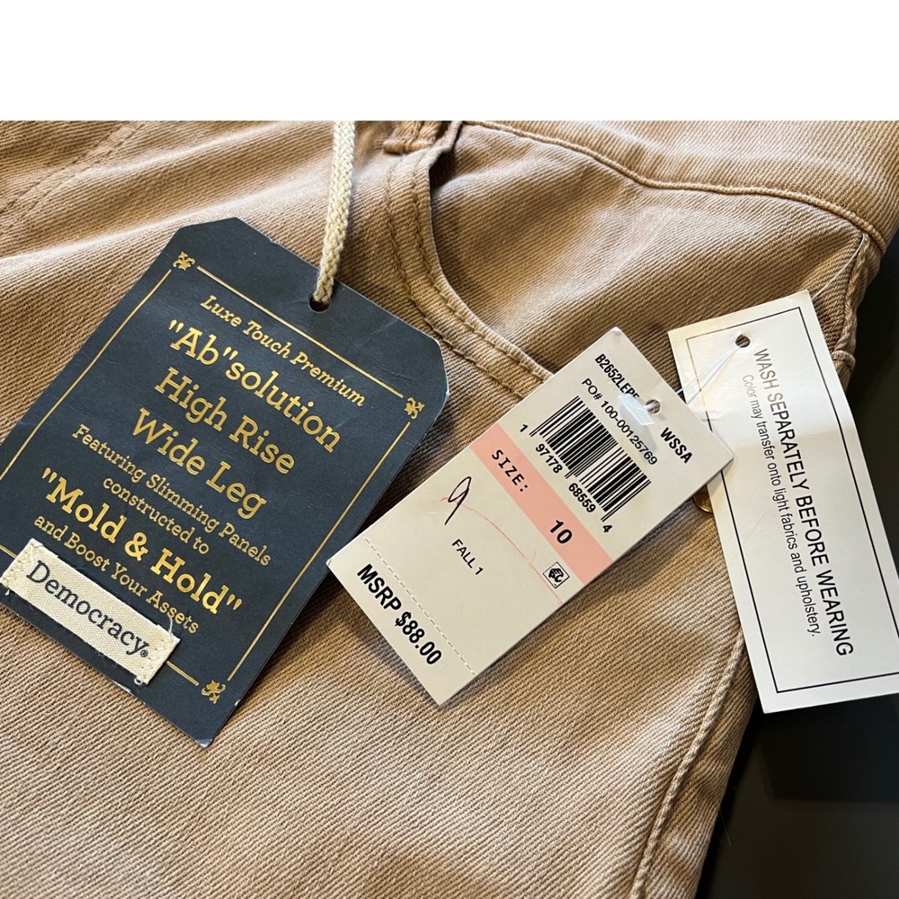 NWT Democracy Ab-solution High Rise Wide Leg Pants Tan Khaki Women's Size 10 - Picture 5 of 11
